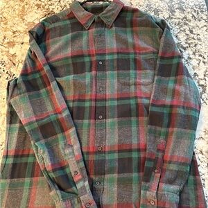 Gently Used St. John's Bay Men's Plaid Button-Down Shirt - Red, Green, Black
